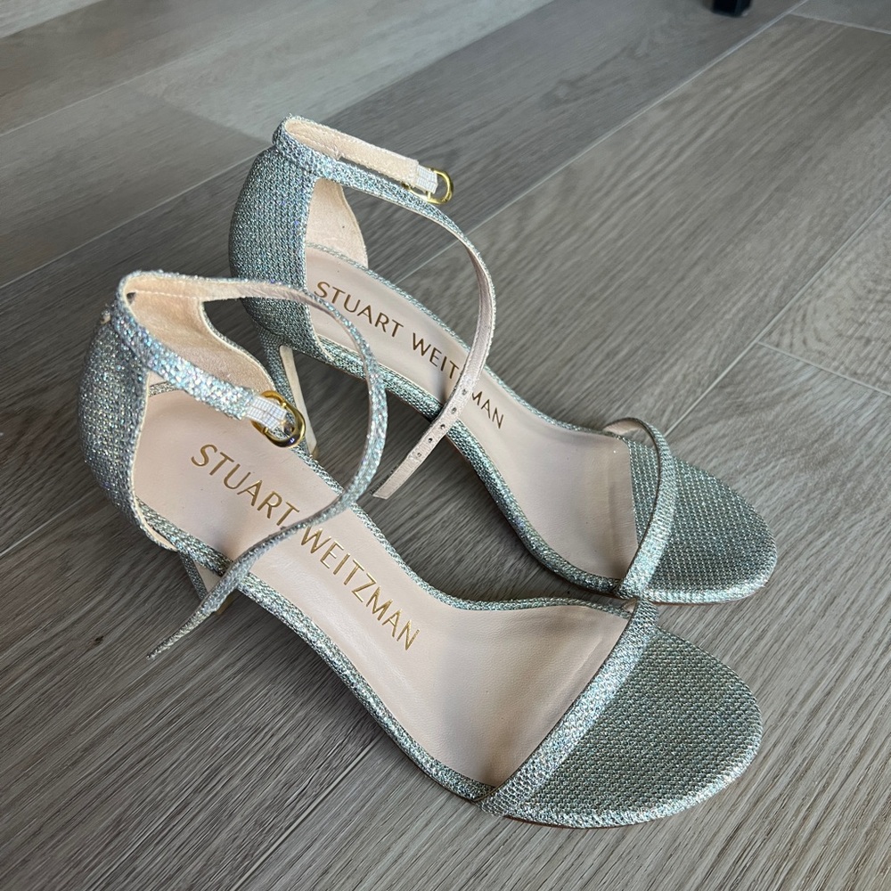 Stuart Weitzman Glittering Silver Heels - Picture 8 of 9